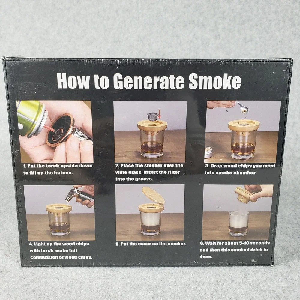 ExploNova Cocktail Smoker Kit with Torch Wood Chips Professional Bar Infuser Set